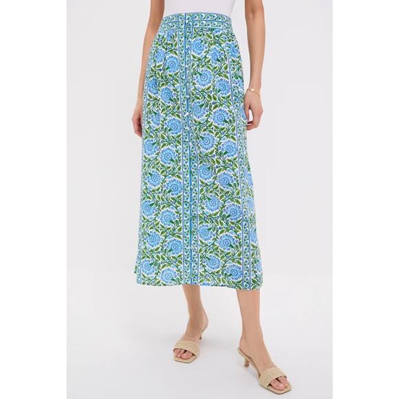 PINK CITY PRINTS Peacock Border Freya Skirt Size XS NWT Retail $215 Tuckernuck - Picture 1 of 6